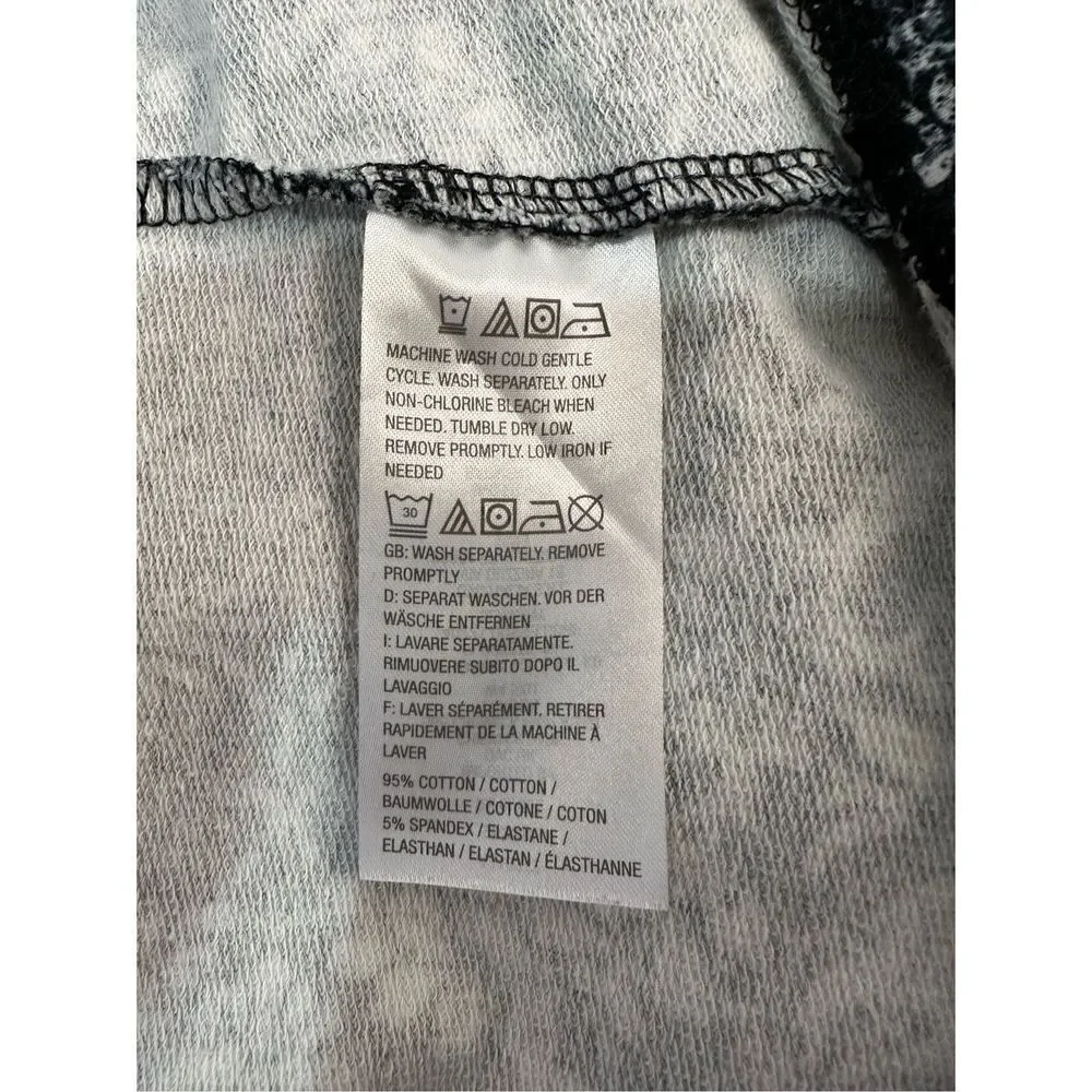 Susan Graver Weekend women’s 3/4 sleeve black white print sweater Large #41-1033